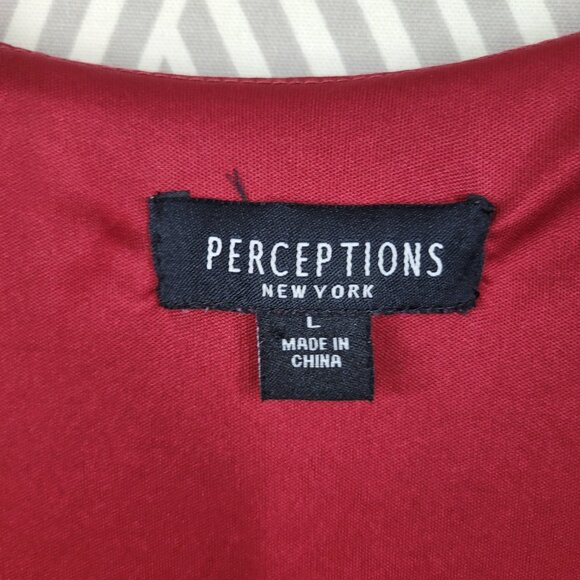 Perceptions Dress Large Party Stretch Ruched Waist Professional Leaf Red grey - Picture 6 of 7